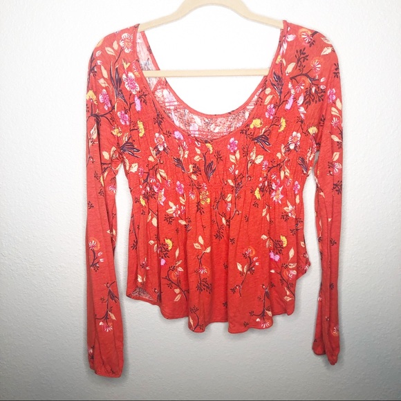 Free People Dahlia Orange Peasant Top - Picture 3 of 6